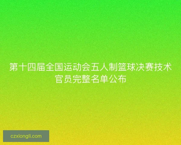 第十四届全国运动会五人制篮球决赛技术官员完整名单公布